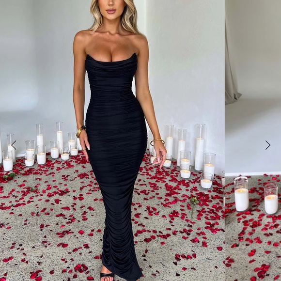 Elegant Black Strapless Dress - Picture 1 of 4